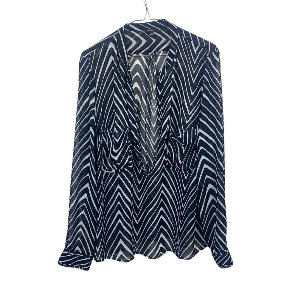 Milano Zebra Animal Print Blouse Top Women's Size XL
